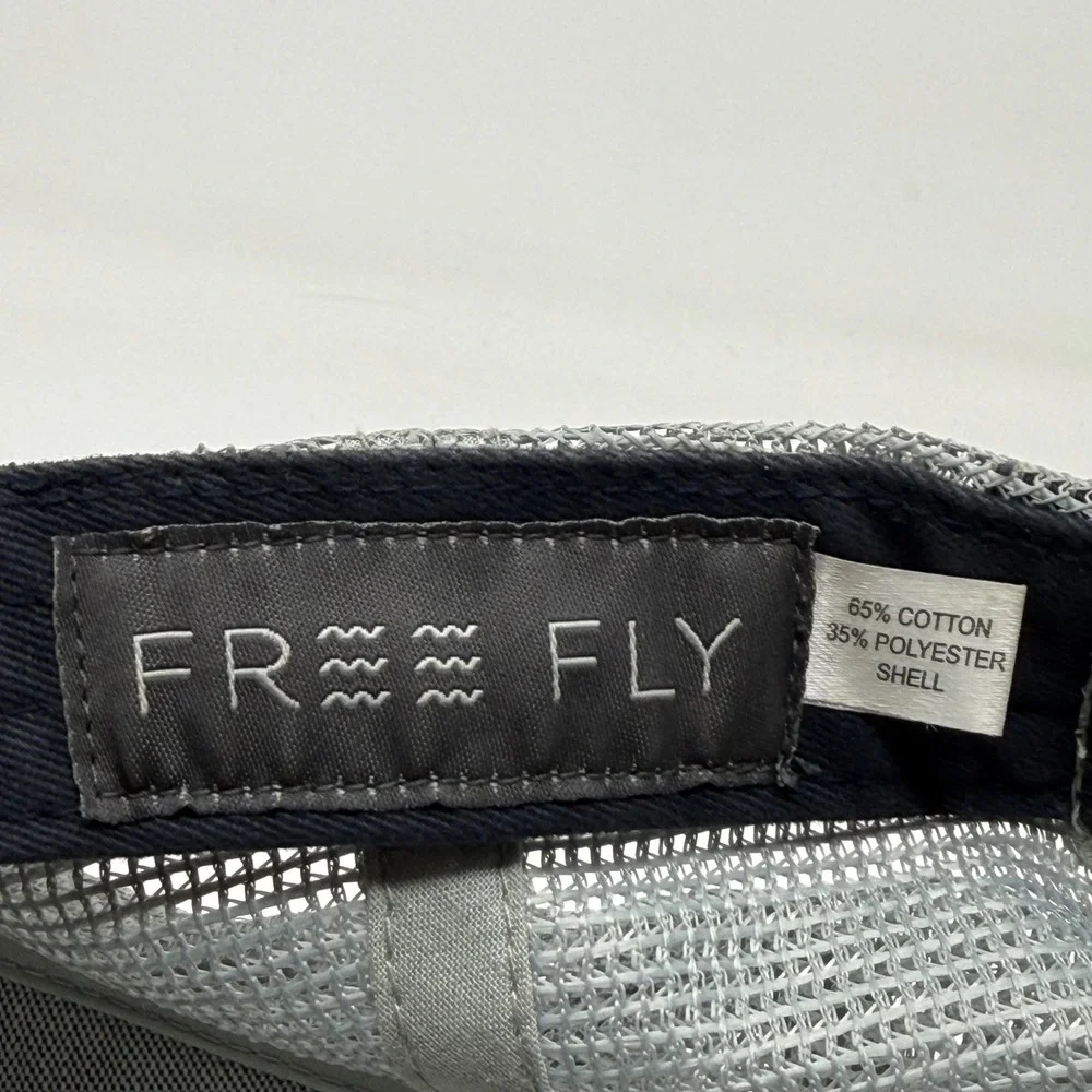 Free Fly Trucker Hat Mens Blue Grey Mesh Snapback Adjustable Logo Patch Cap
